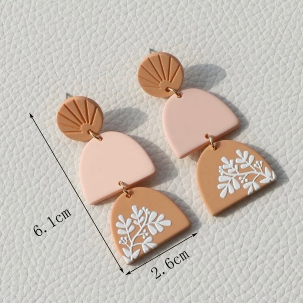 Floral Pattern Drop Earrings - Picture 2 of 6